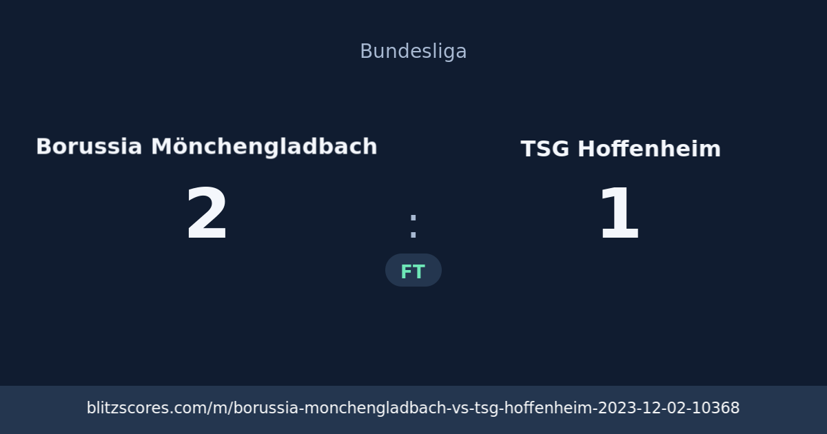 Borussia Mönchengladbach vs TSG Hoffenheim score card
