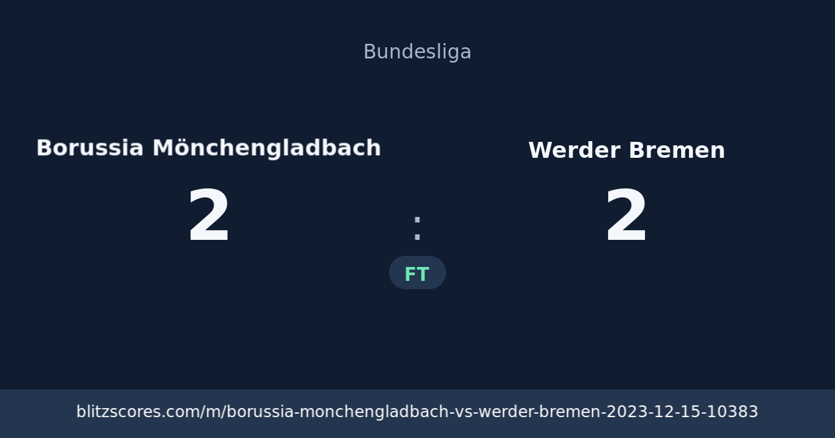 Borussia Mönchengladbach vs Werder Bremen score card