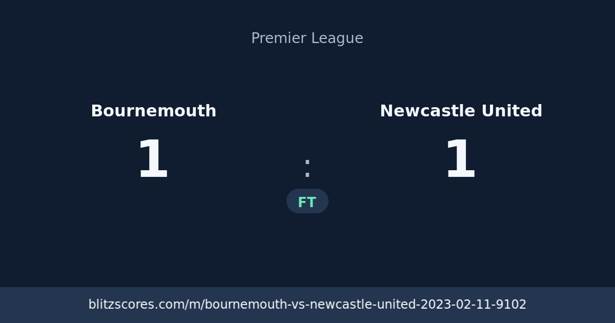 Bournemouth vs Newcastle United score card