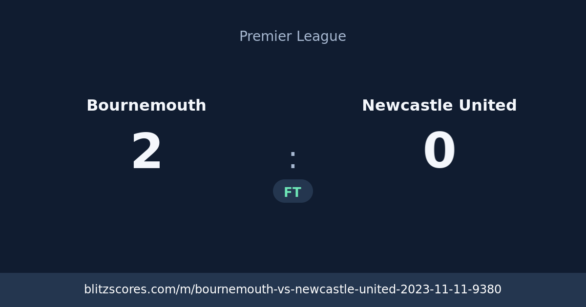 Bournemouth vs Newcastle United score card