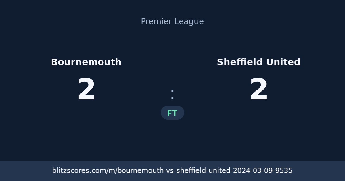 Bournemouth vs Sheffield United score card