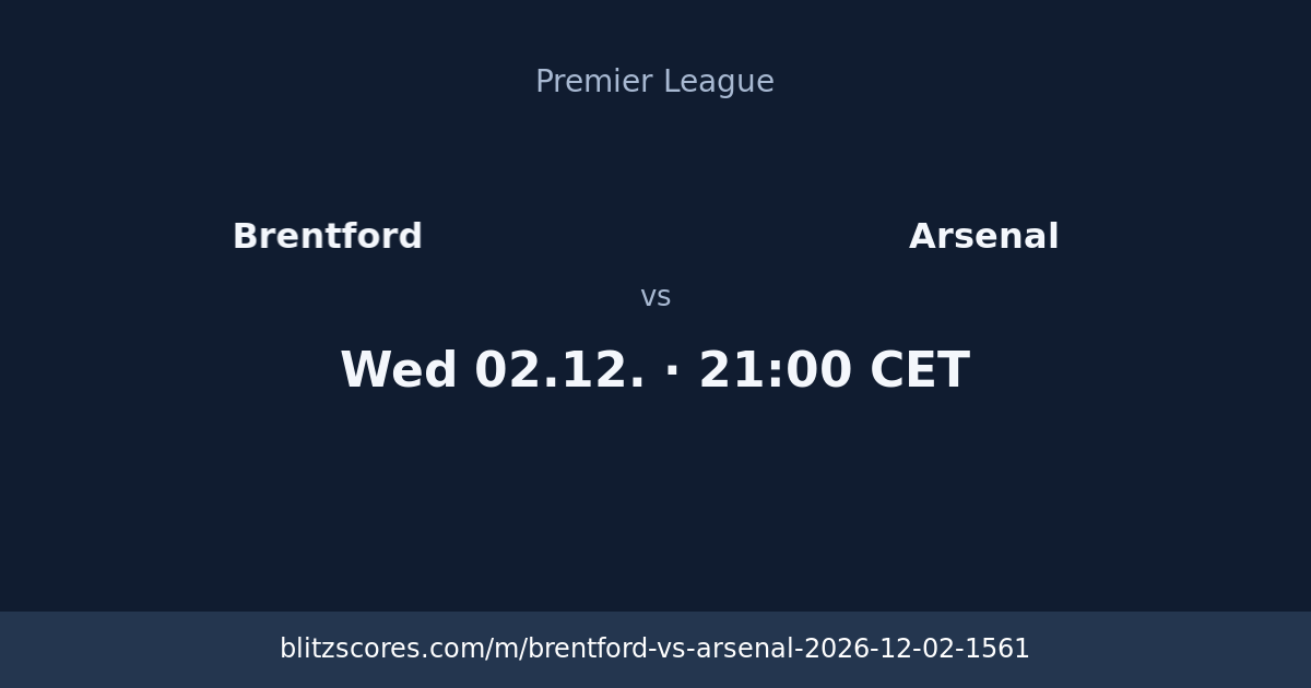 Brentford vs Arsenal score card
