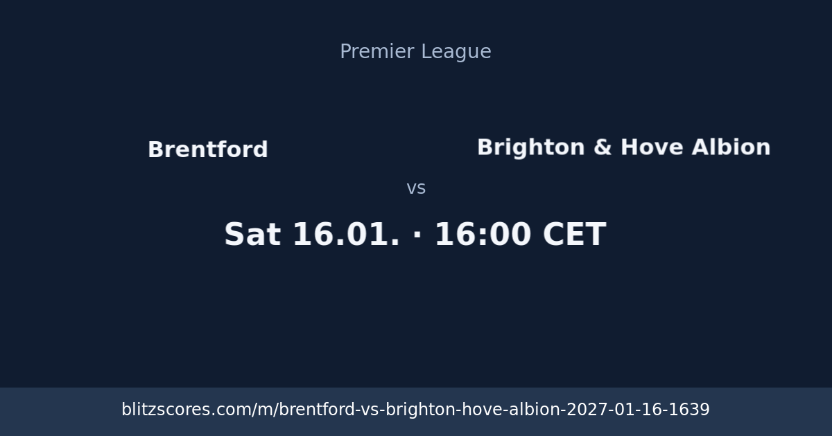 Brentford vs Brighton & Hove Albion score card