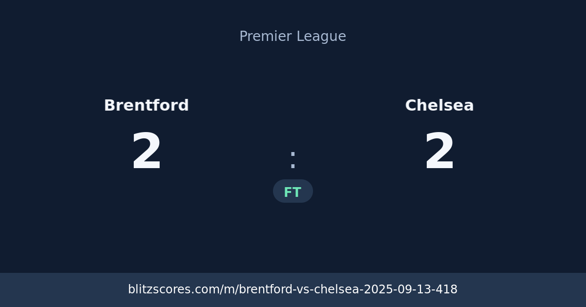 Brentford vs Chelsea score card