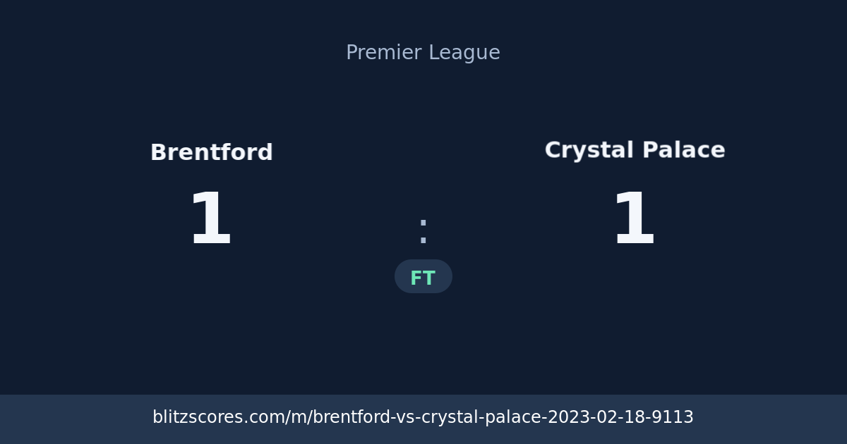 Brentford vs Crystal Palace score card