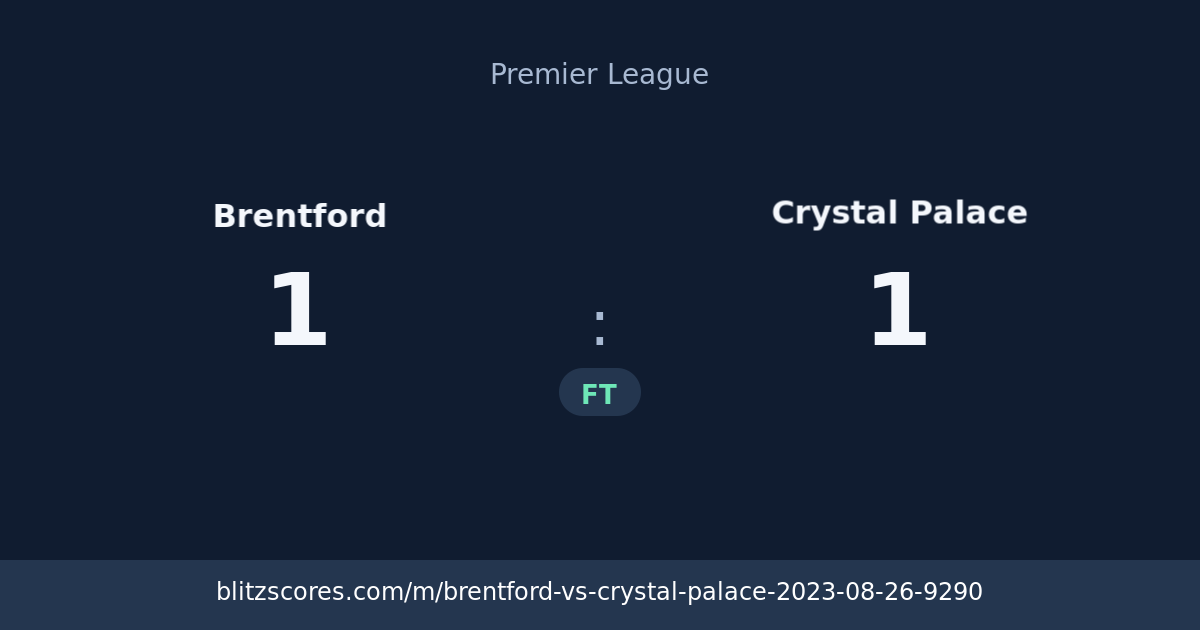 Brentford vs Crystal Palace score card