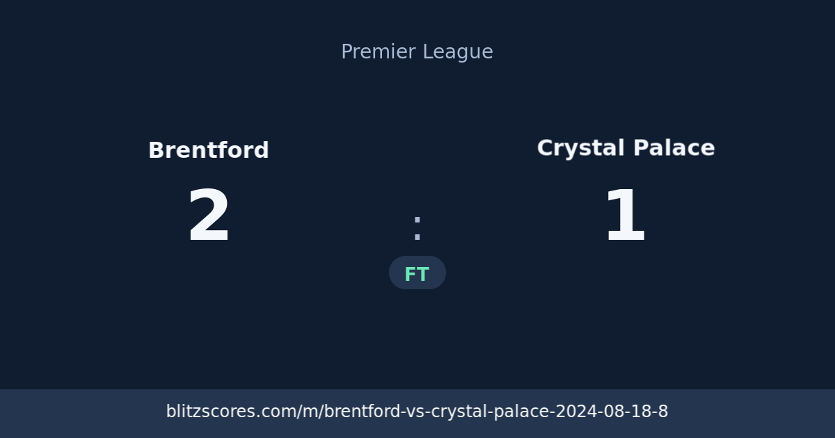 Brentford vs Crystal Palace score card
