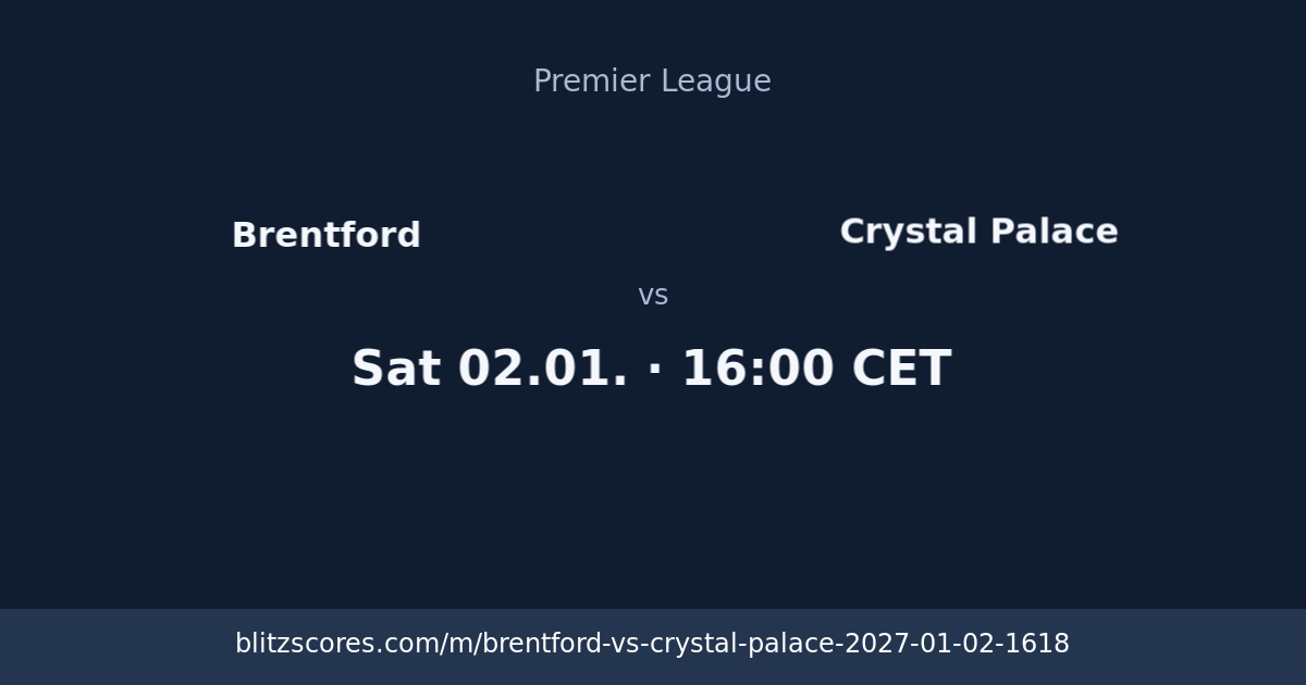 Brentford vs Crystal Palace score card