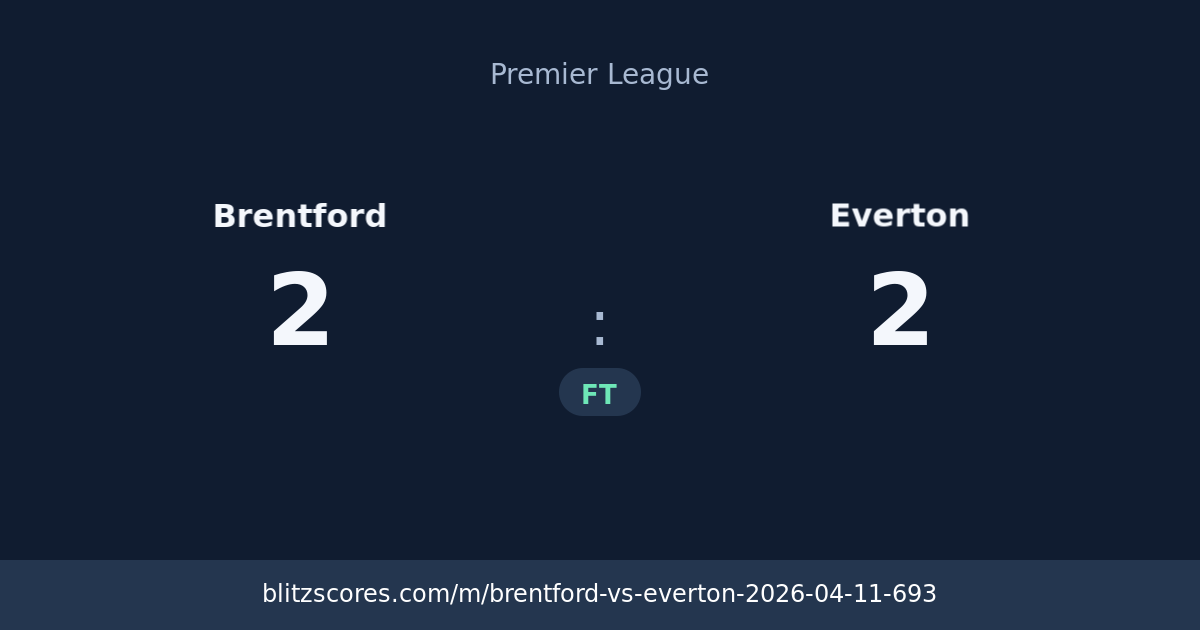 Brentford vs Everton score card