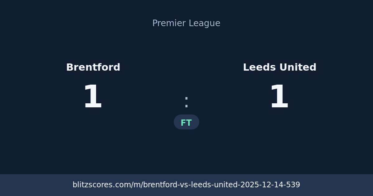 Brentford vs Leeds United score card