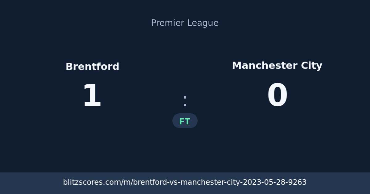 Brentford vs Manchester City score card
