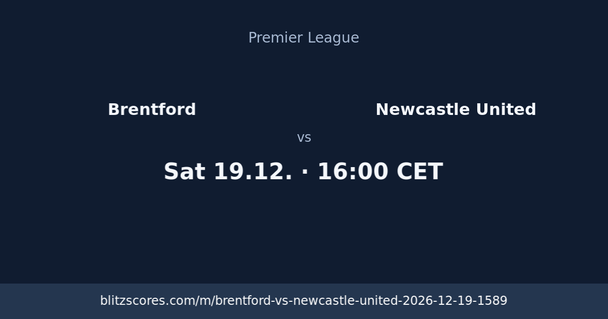 Brentford vs Newcastle United score card