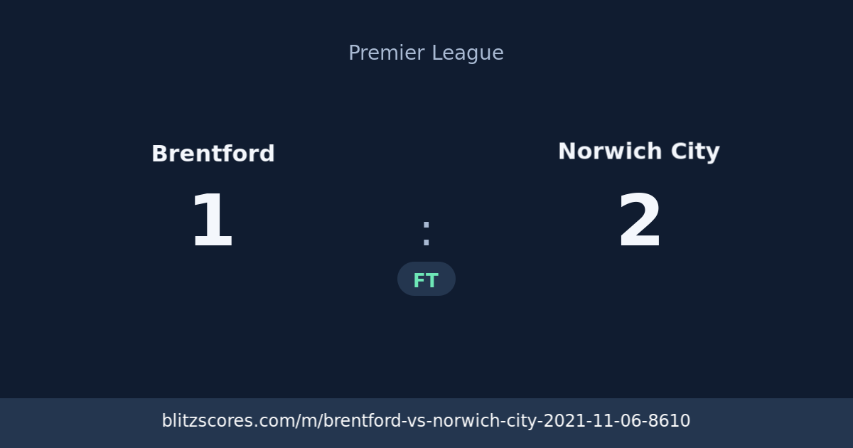 Brentford vs Norwich City score card