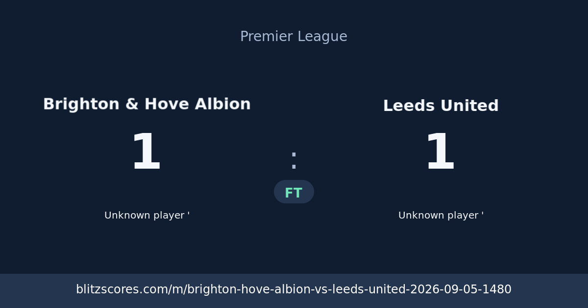 Brighton & Hove Albion vs Leeds United score card