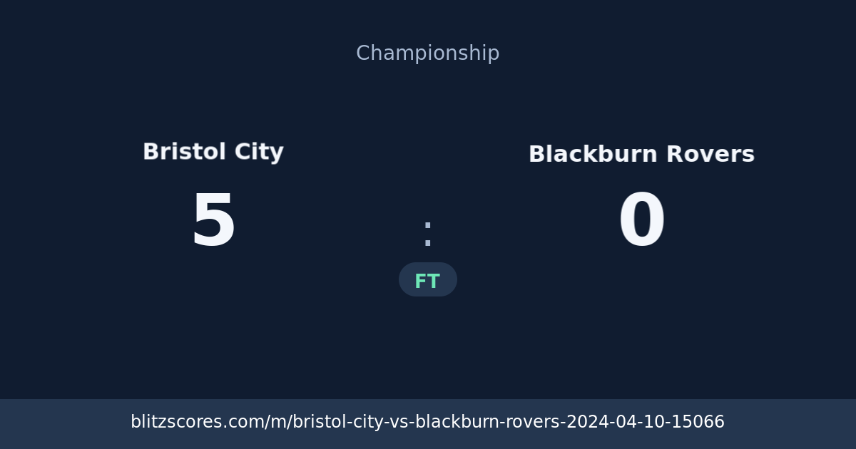 Bristol City vs Blackburn Rovers score card