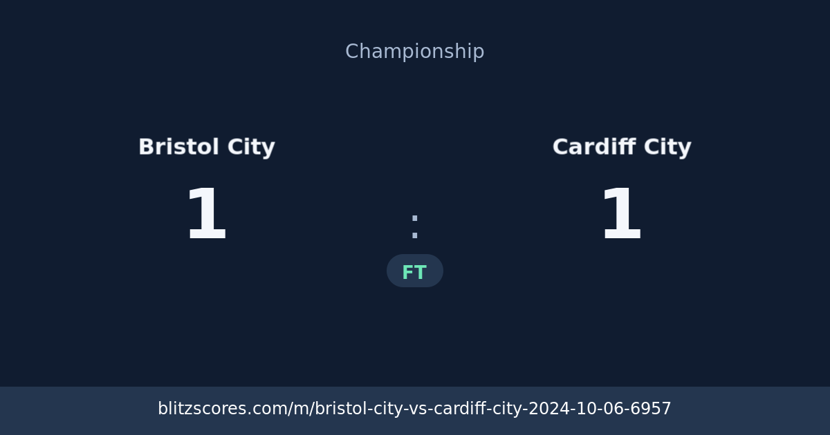 Bristol City vs Cardiff City score card