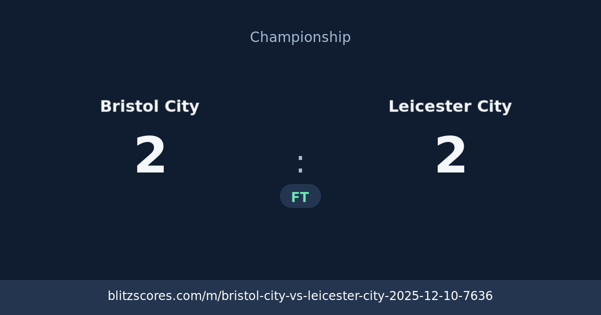 Bristol City vs Leicester City score card