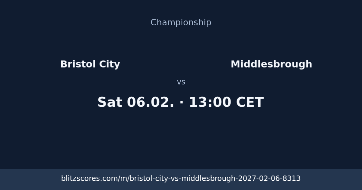 Bristol City vs Middlesbrough score card