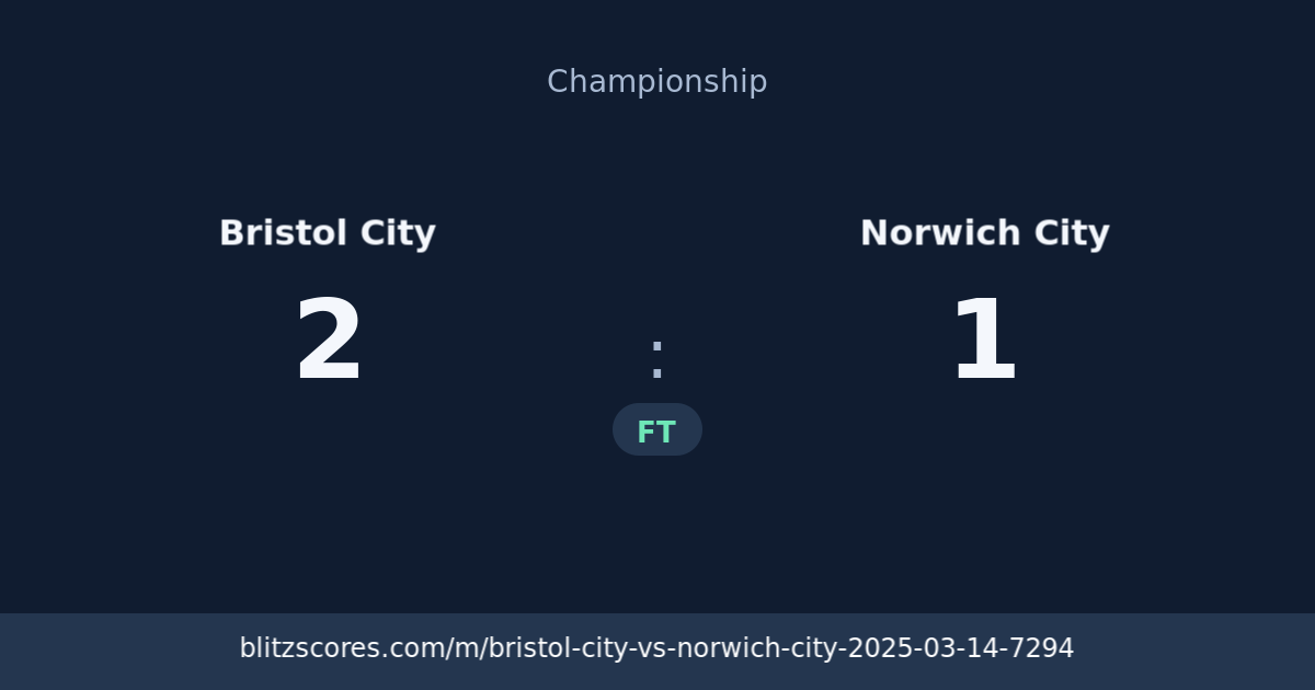 Bristol City vs Norwich City score card