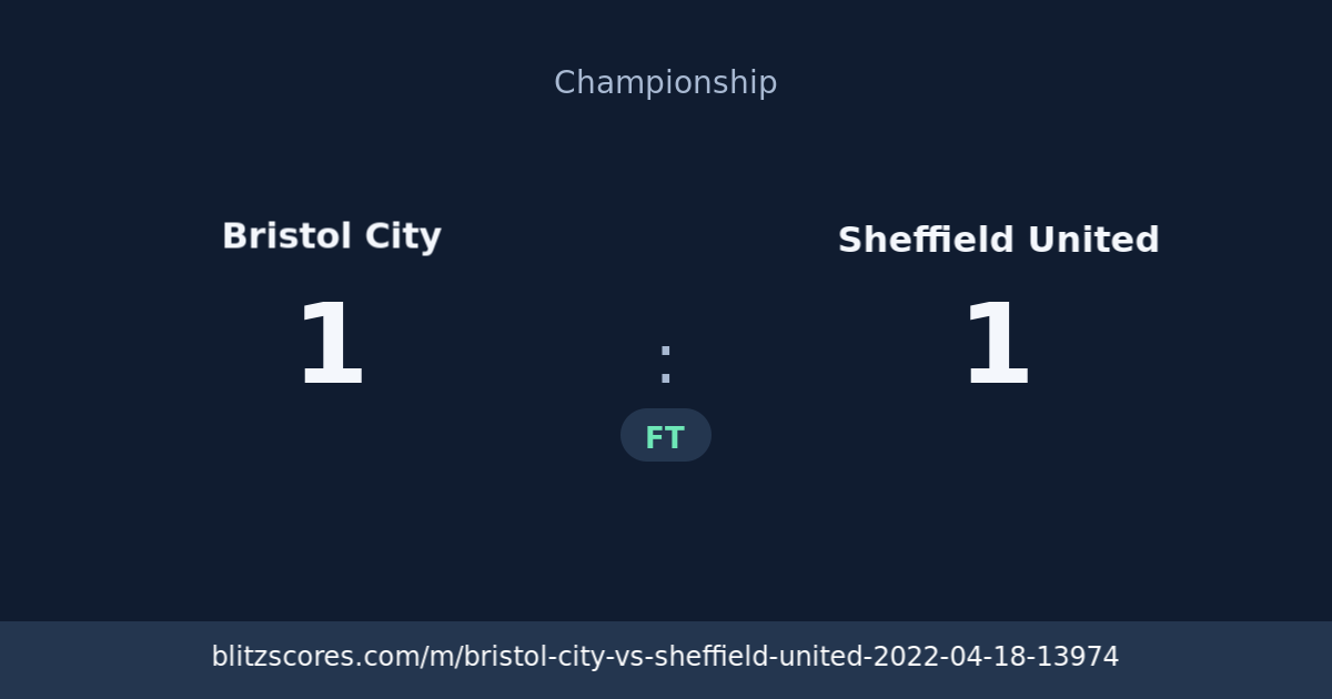 Bristol City vs Sheffield United score card