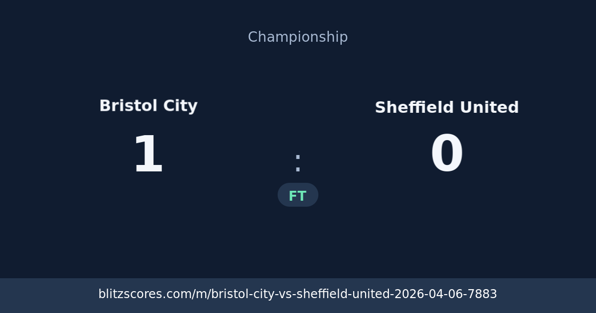 Bristol City vs Sheffield United score card