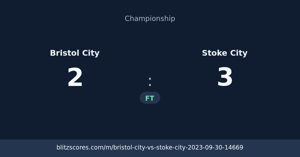 Bristol City vs Stoke City score card