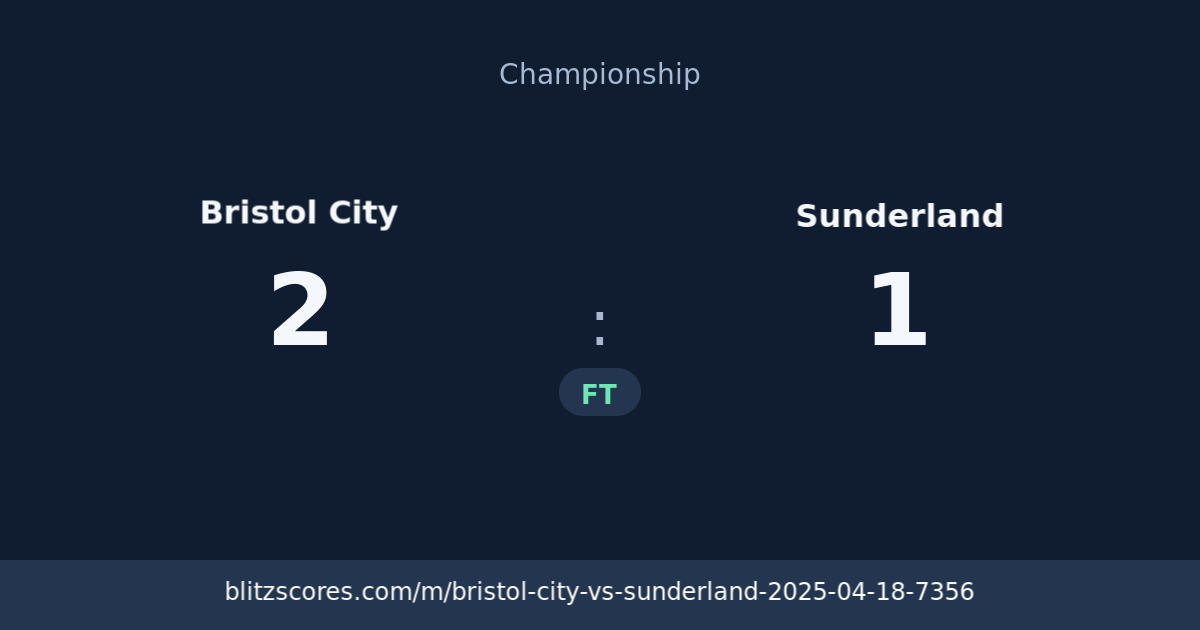 Bristol City vs Sunderland score card