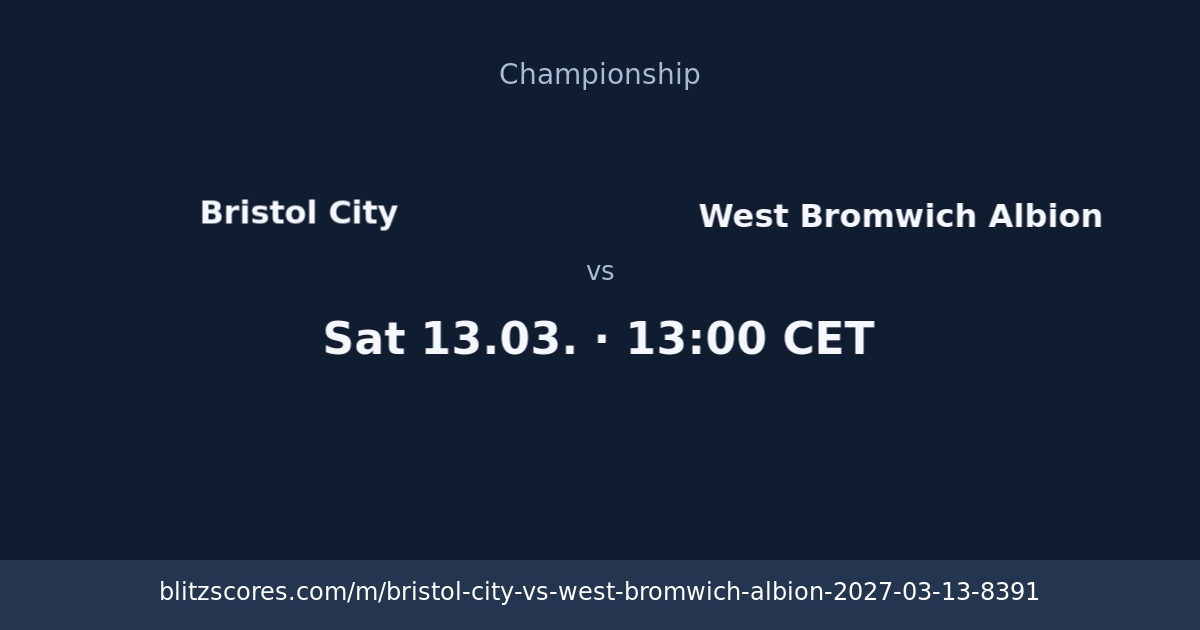 Bristol City vs West Bromwich Albion score card