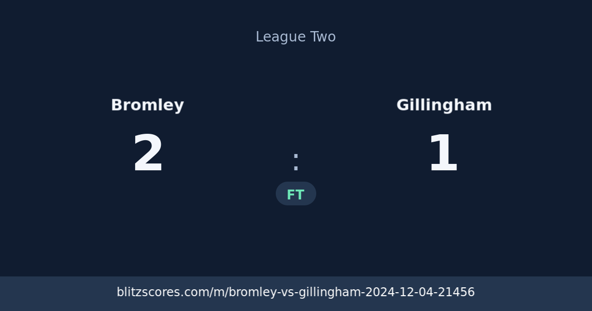 Bromley vs Gillingham score card