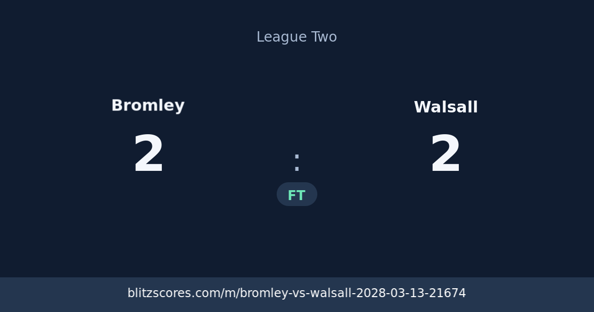 Bromley vs Walsall score card
