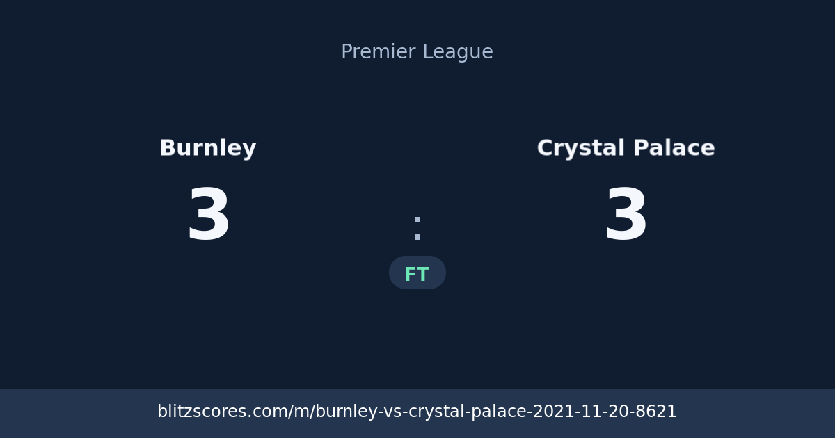 Burnley vs Crystal Palace score card