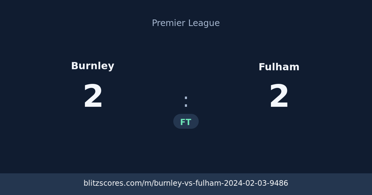 Burnley vs Fulham score card