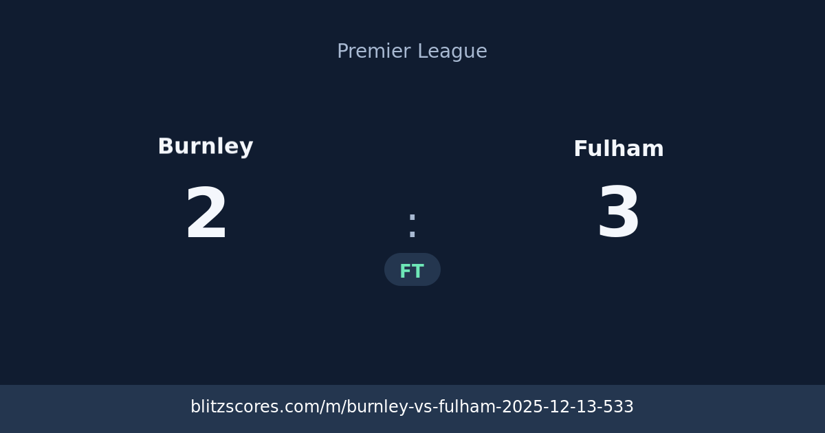 Burnley vs Fulham score card