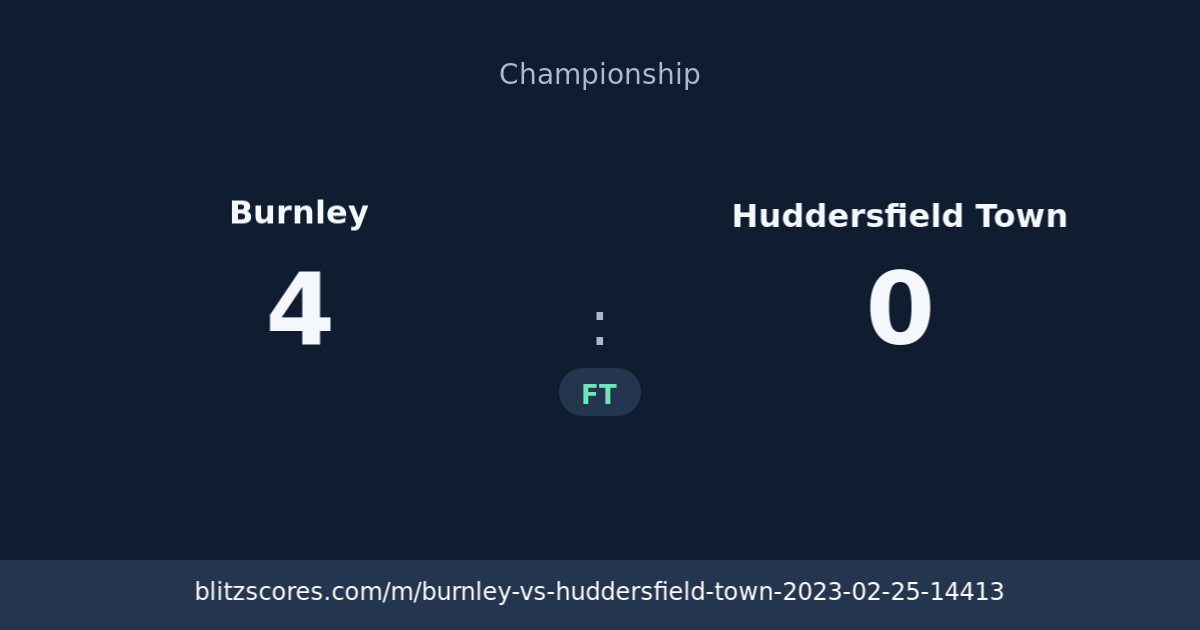 Burnley vs Huddersfield Town score card