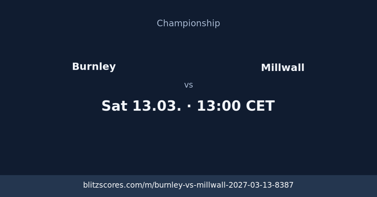Burnley vs Millwall score card