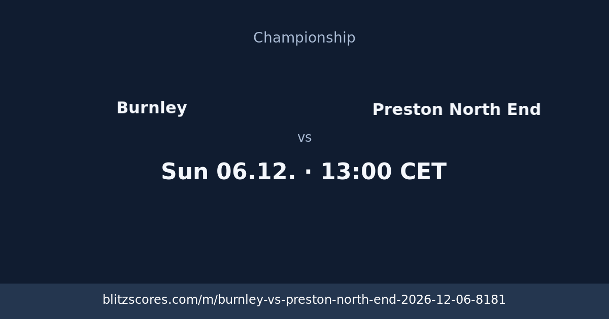 Burnley vs Preston North End score card