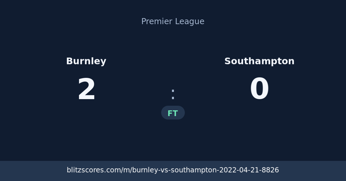 Burnley vs Southampton score card
