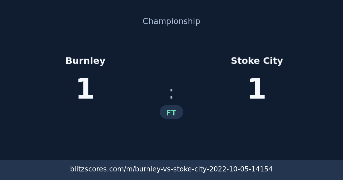 Burnley vs Stoke City score card