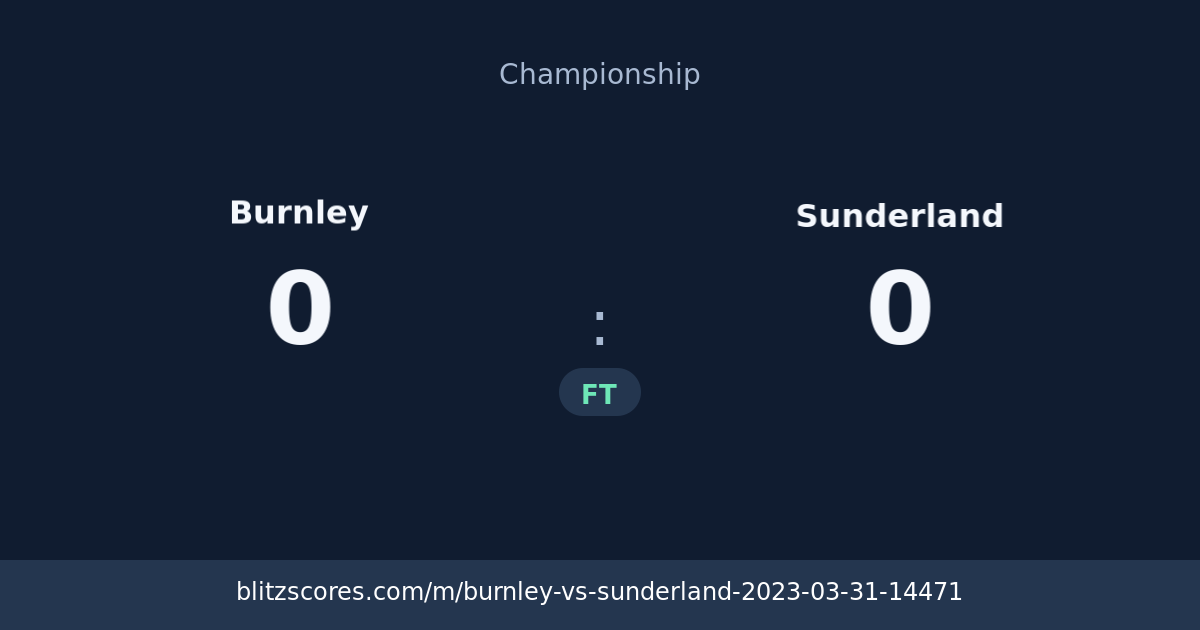 Burnley vs Sunderland score card