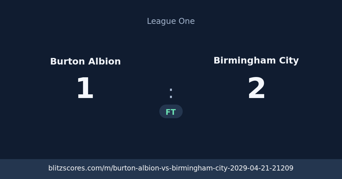 Burton Albion vs Birmingham City score card