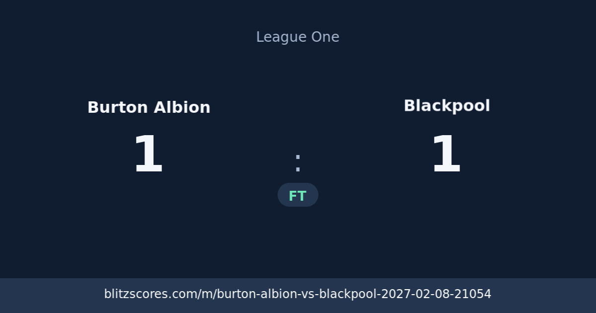 Burton Albion vs Blackpool score card