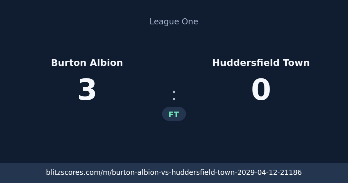 Burton Albion vs Huddersfield Town score card