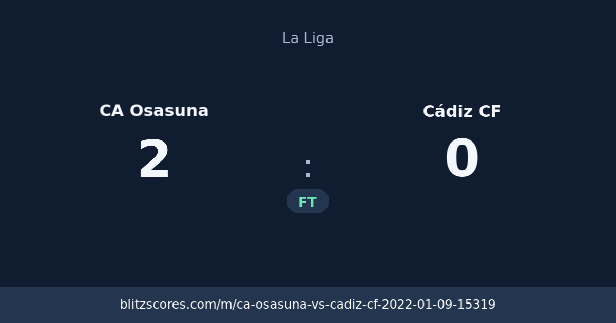 CA Osasuna vs Cádiz CF score card