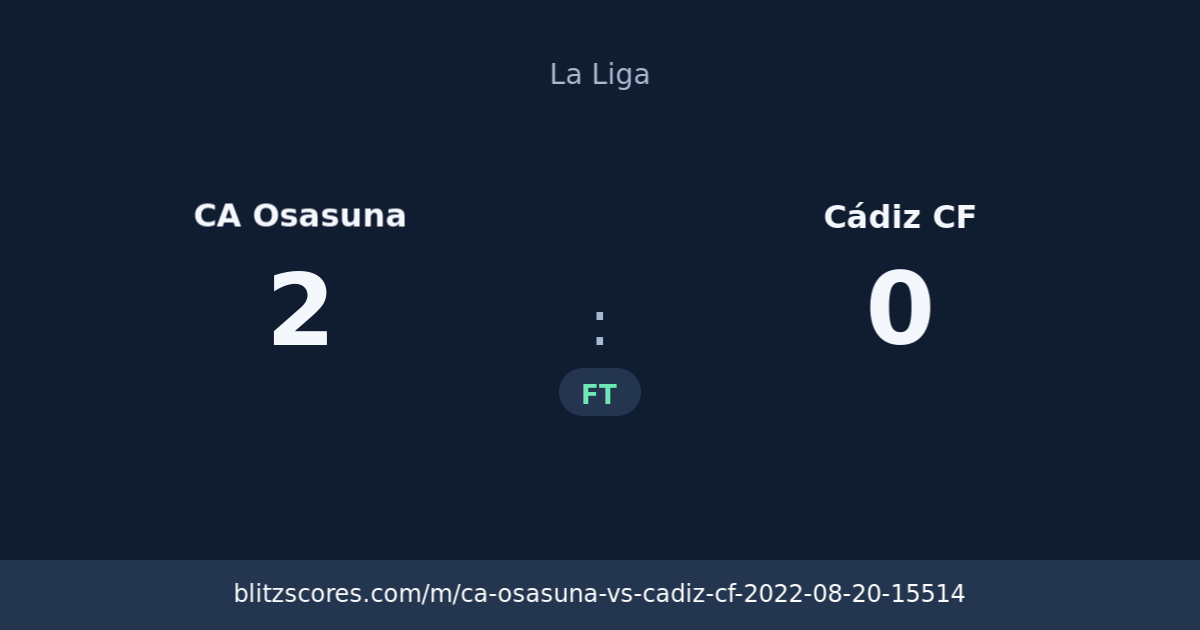 CA Osasuna vs Cádiz CF score card