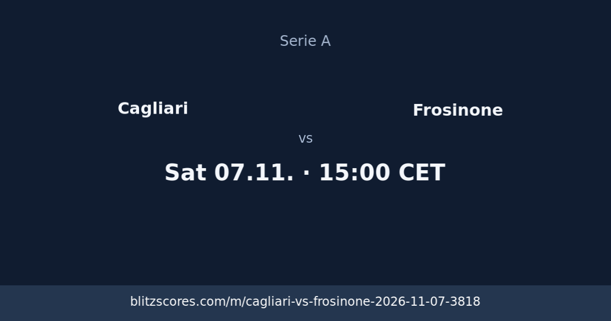 Cagliari vs Frosinone score card