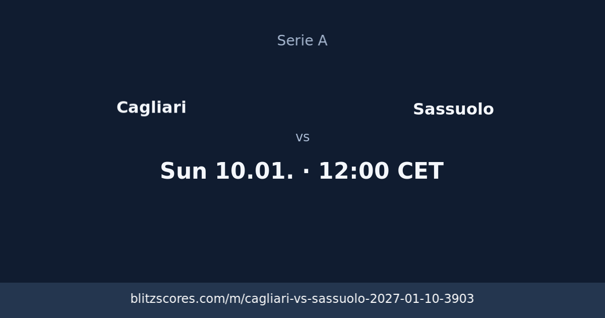 Cagliari vs Sassuolo score card