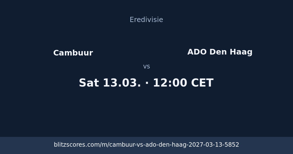 Cambuur vs ADO Den Haag score card