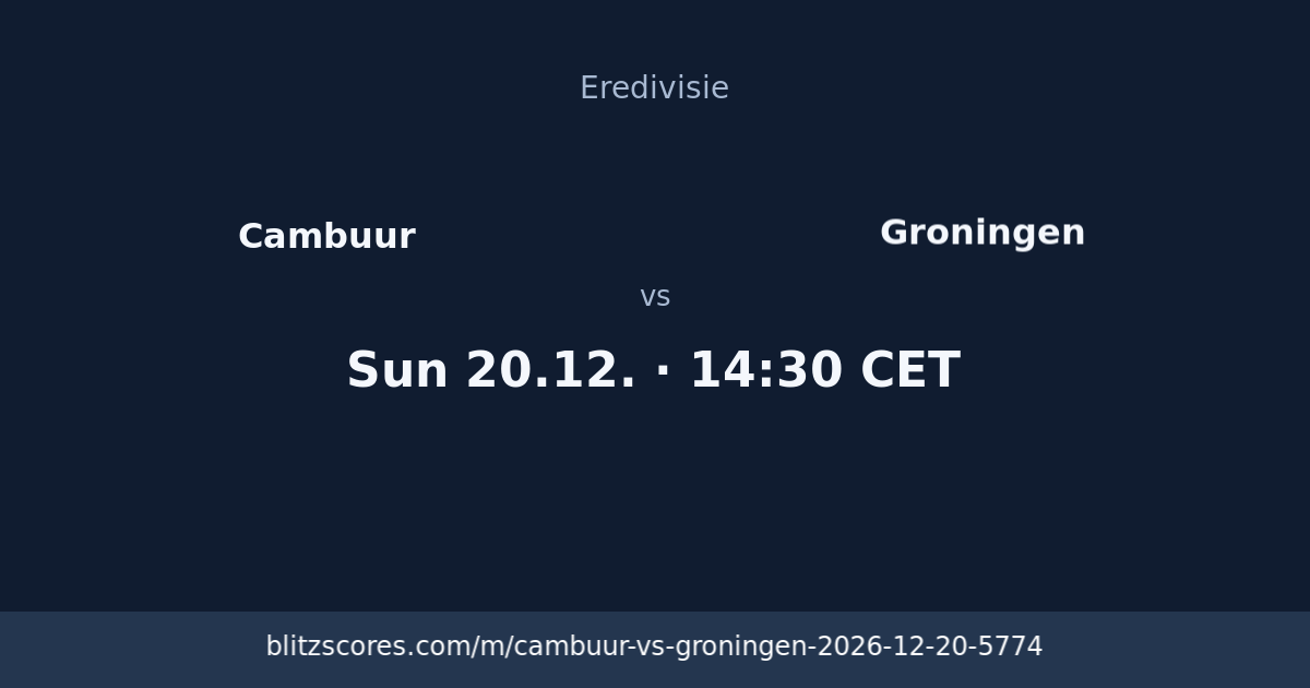 Cambuur vs Groningen score card