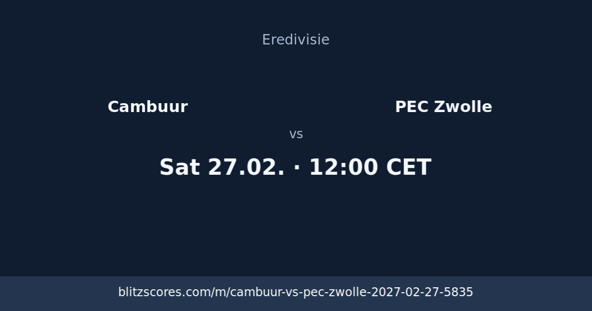 Cambuur vs PEC Zwolle score card