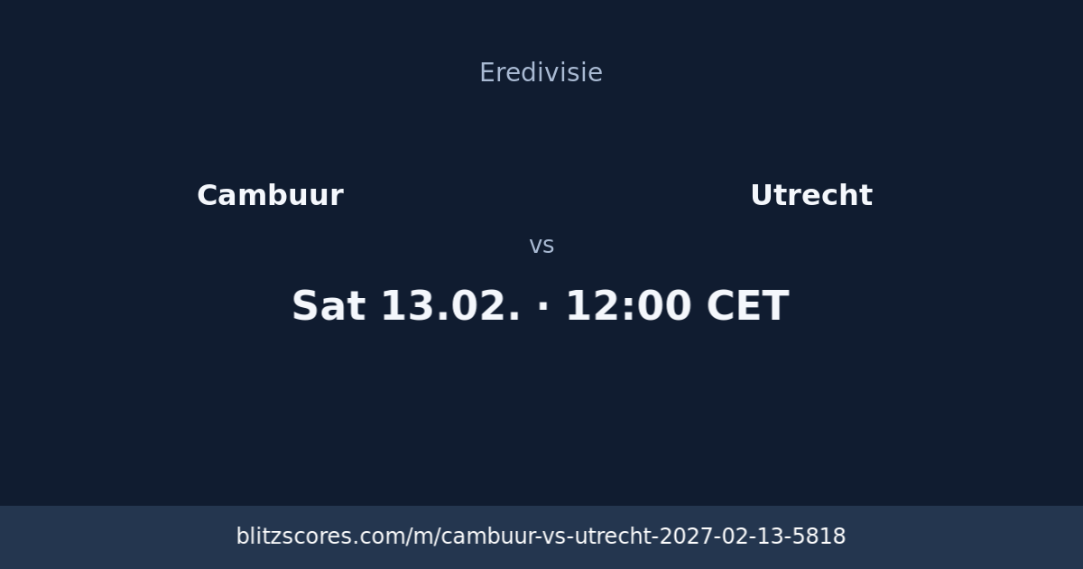 Cambuur vs Utrecht score card